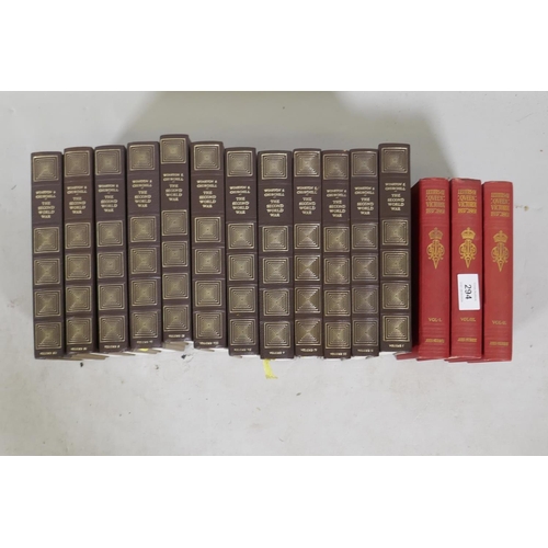 294 - Winston S. Churchill, The Second World War, 12 Volumes Heron Books, hardback with gilt decoration, a... 