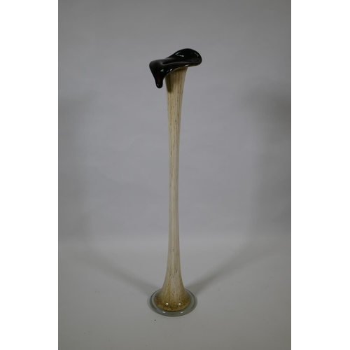 31 - A vintage floor standing art glass 'Jack in the Pulpit' calla lily vase, 102cm high