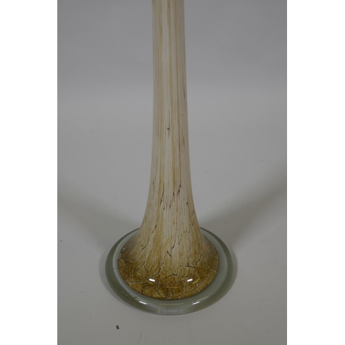 31 - A vintage floor standing art glass 'Jack in the Pulpit' calla lily vase, 102cm high