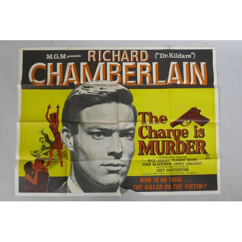 324 - Three vintage Quad film posters for Richard Chamberlain movies including The Charge is Murder, Joy i... 