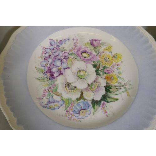 44 - A Spode Copeland's part dessert service, a Wedgwood cabinet plate with hand painted fruit still life... 