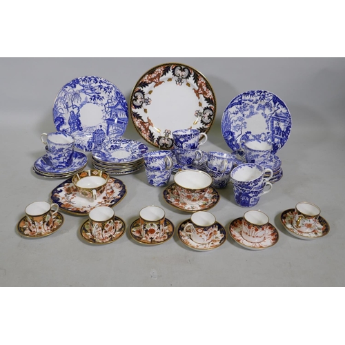 6 - A collection of Royal Crown Derby porcelain, Imari palette and Mikado blue and white, different back... 