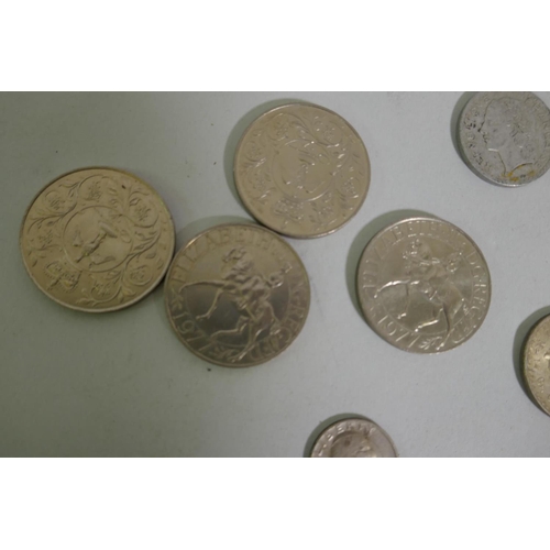 631 - A collection of antique coins and commemorative medals, 1947 Mexican silver five pesos and one peso ... 