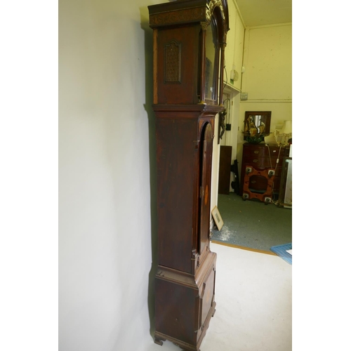 633 - A C19th inlaid mahogany longcase clock case, 46 x 32cm, 224cm high