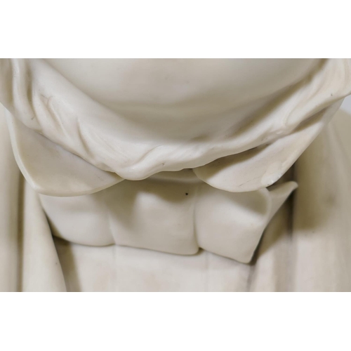 67 - A C19th Parian ware bust of John Bright, impressed, Adams & Co, E.W. Wyon. F, published John Sta... 