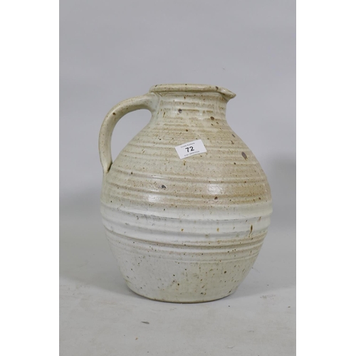 72 - Bryan Newman for Aller Studio Pottery, a large ceramic jug, 31cm high