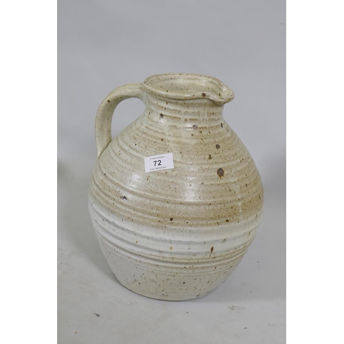 72 - Bryan Newman for Aller Studio Pottery, a large ceramic jug, 31cm high