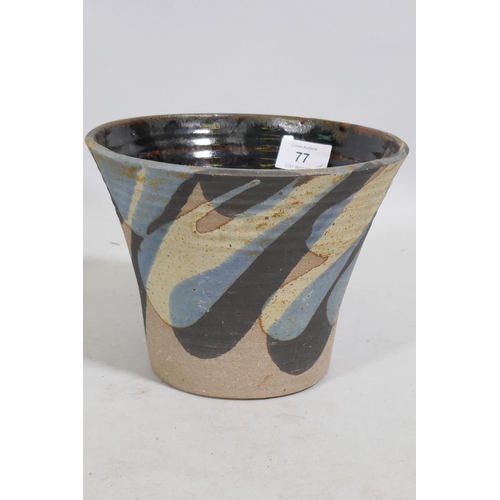 77 - Bryan Newman for Aller Studio Pottery, two bowls, two dishes and a jug, 22cm high