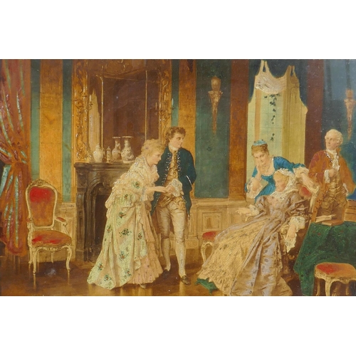 822 - After Otto Erdmann, (German, 1834-1905), Introduction of the Bride, oil embellishment over lithograp... 