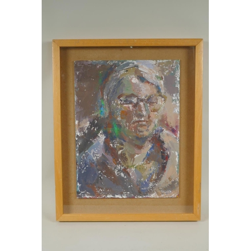 834 - Portrait study, signed Walker (Ethel Walker?), oil on board, 40 x 30cm