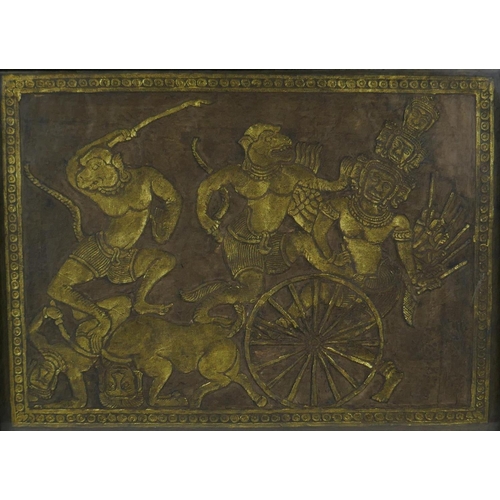 838 - A Thai gilt temple rubbing, 56 x 40cm