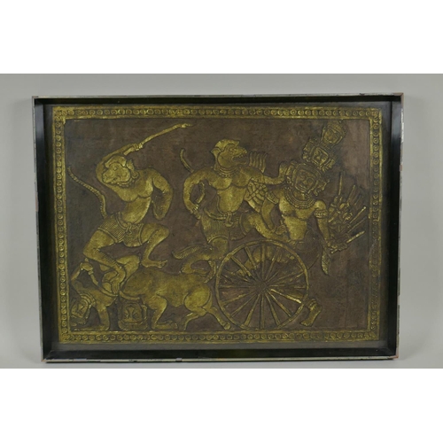 838 - A Thai gilt temple rubbing, 56 x 40cm