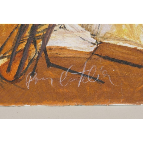 840 - After Julio Pomar, abstract still life, signed within the plate, lithograph on paper laid on ca... 