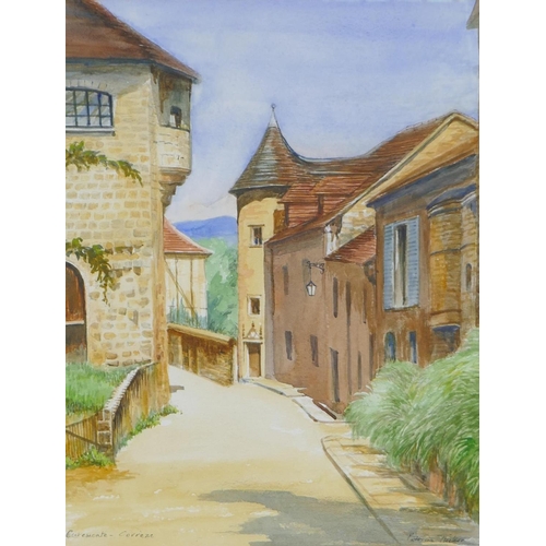 848 - Patricia Tucker, (British, C20th), Curemonte, Correze, French landscape, watercolour, 28 x 35cm