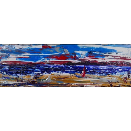 850 - Paul A. Wallace, Surf Ups, St Andrews, acrylic on canvas 2005, 90 x 30cm