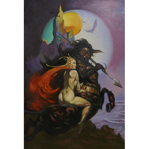 857 - After Frank Frazetta, (American, 1928-2010), Savage Pellucidor, Egyptian Queen and The Moonmaid, thr... 