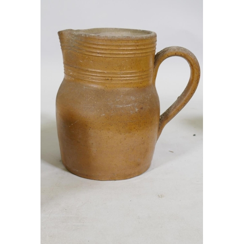 94 - A Gres du Berry French studio pottery jug, 13cm high, Kamini Pottery lustre glazed vases etc