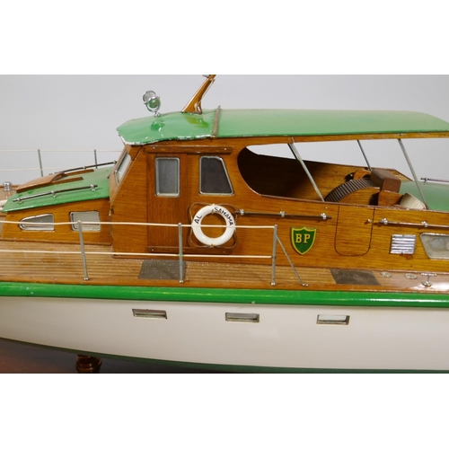 1 - A fine boatyard model of a twin screw motor launch, Al Samama, with BP (British Petroleum) insignia,... 