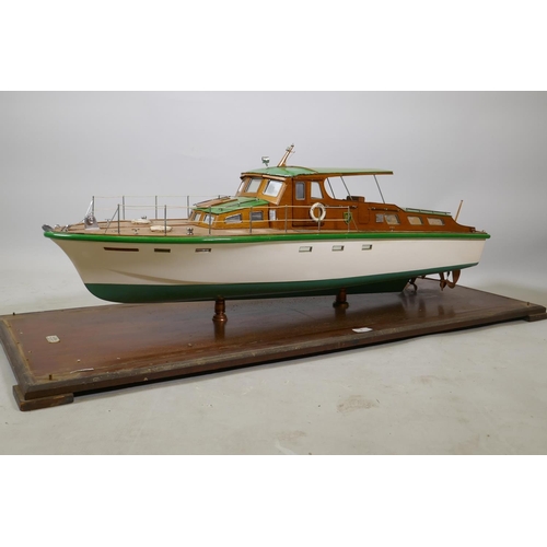 1 - A fine boatyard model of a twin screw motor launch, Al Samama, with BP (British Petroleum) insignia,... 