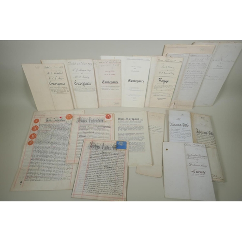 101 - A collection of indentures, conveyance, mortgage and other legal documents dating from the late C19t... 