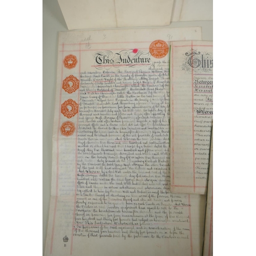 101 - A collection of indentures, conveyance, mortgage and other legal documents dating from the late C19t... 