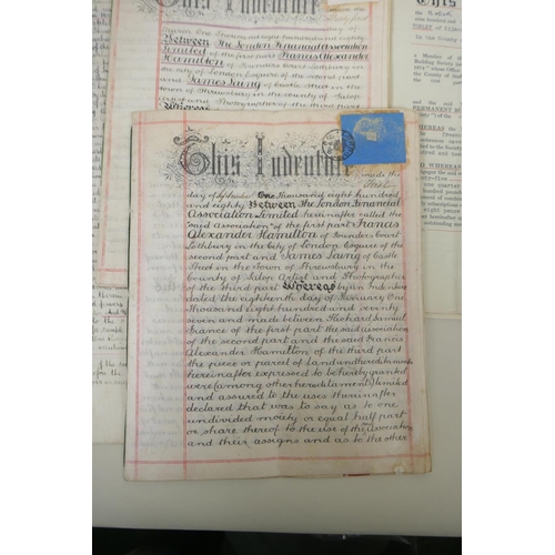 101 - A collection of indentures, conveyance, mortgage and other legal documents dating from the late C19t... 