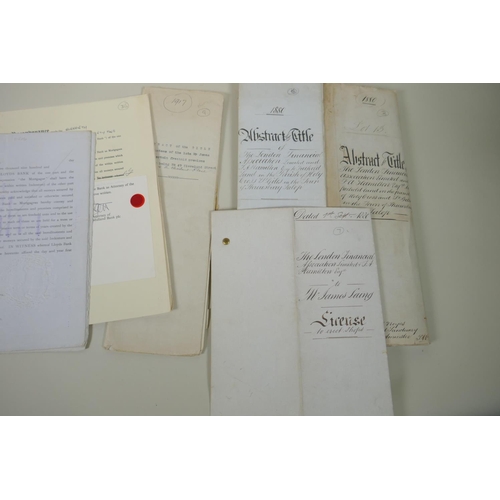 101 - A collection of indentures, conveyance, mortgage and other legal documents dating from the late C19t... 