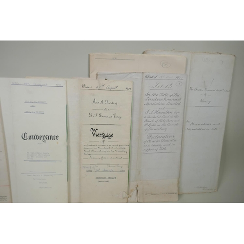 101 - A collection of indentures, conveyance, mortgage and other legal documents dating from the late C19t... 