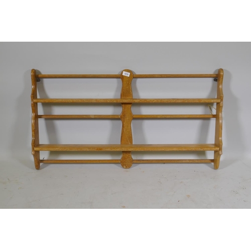 1078 - An Ercol mid century beechwood hanging open plate rack