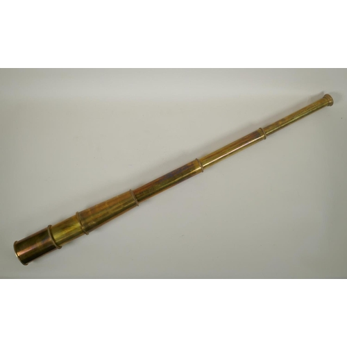 109 - A reproduction Broadhurst Clarkson & Co four drawer brass telescope, 91cm extended