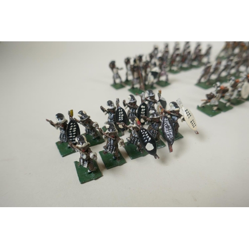 111 - A large collection of 22mm painted lead figures from the Zulu war, including British soldiers and ar... 