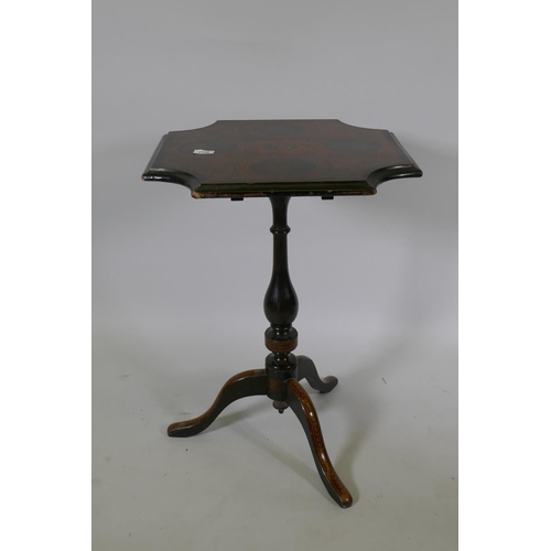 1126 - C19th tilt top occasional table with painted neo-classical decoration in imitation of inlay, raised ... 