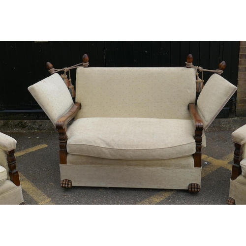 1140 - A Knole type sofa and two matching chairs