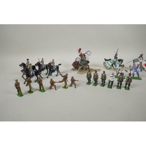 115 - A quantity of Britains painted metal figures, to include the Gurkha Rifles, set 8841; British Infant... 