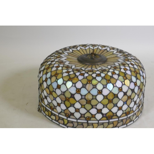 1153 - A Tiffany style glass ceiling light shade, 48cm diameter x 33cm