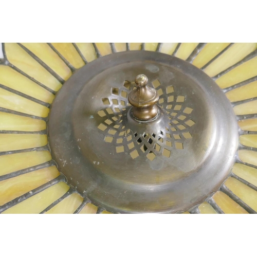 1153 - A Tiffany style glass ceiling light shade, 48cm diameter x 33cm