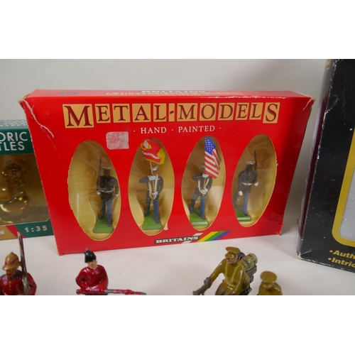 117 - A collection of assorted Britains, Corgi and Oryon military figurines, loose and boxed