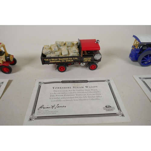 118 - Eight Matchbox Collectables diecast model steam powered engines from the Steam powered vehicles coll... 