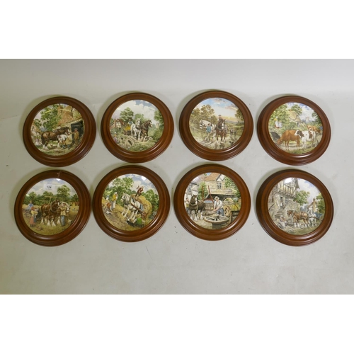 124 - Eight Wedgwood 'Life on the Farm' collectors' plates designed by John L. Chapman, in wood frames, 26... 