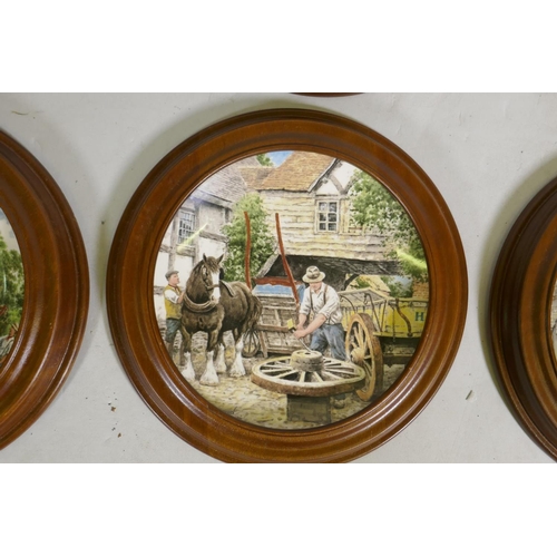 124 - Eight Wedgwood 'Life on the Farm' collectors' plates designed by John L. Chapman, in wood frames, 26... 