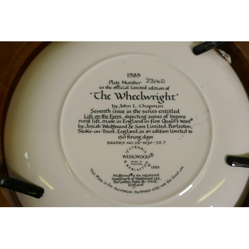 124 - Eight Wedgwood 'Life on the Farm' collectors' plates designed by John L. Chapman, in wood frames, 26... 