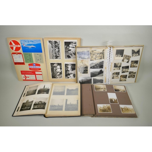 130 - Four vintage photograph and scrap albums, relating to European travel, portraits and army reservist ... 