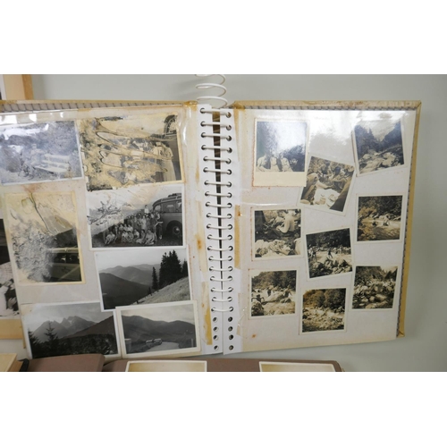 130 - Four vintage photograph and scrap albums, relating to European travel, portraits and army reservist ... 