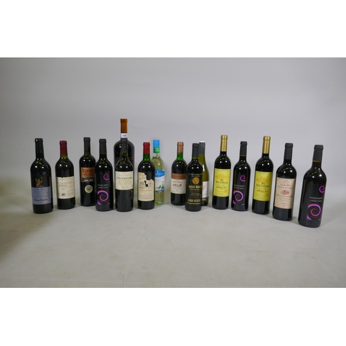 144 - A quantity of wine, thirteen bottles, one 1.5lt bottle and two white