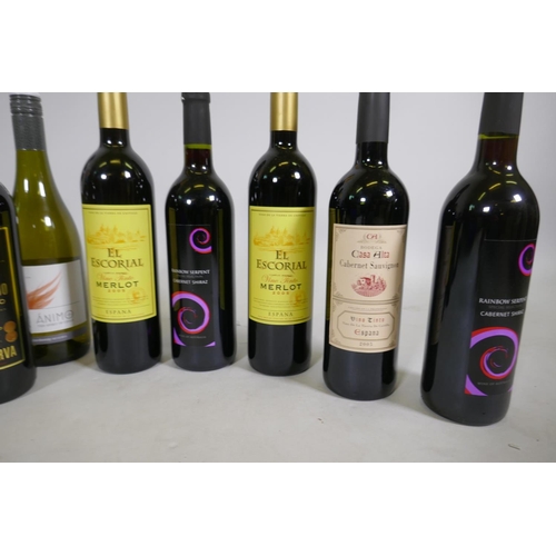 144 - A quantity of wine, thirteen bottles, one 1.5lt bottle and two white