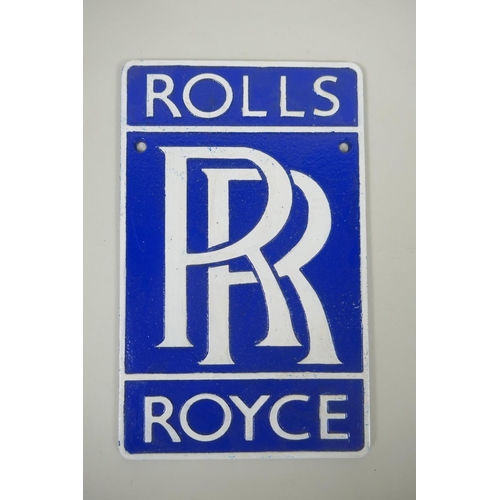 151 - A painted cast iron 'Rolls Royce' plaque, 29 x 18cm