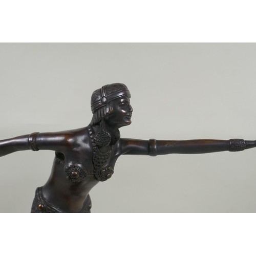 154 - After Demetre Chiparus (Romanian, 1886-1947), Art Deco style bronze figure of a girl dancing, 42cm h... 