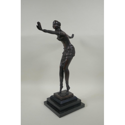 154 - After Demetre Chiparus (Romanian, 1886-1947), Art Deco style bronze figure of a girl dancing, 42cm h... 