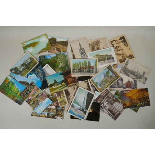 161 - A quantity of vintage Caribbean, French, Canadian and London travel postcards, and a quantity of art... 