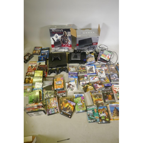 171 - A Sony Playstation 2, Playstation 3, quantity of games, PS3, PS2, PS4 Playstation by PSP, PC games a... 